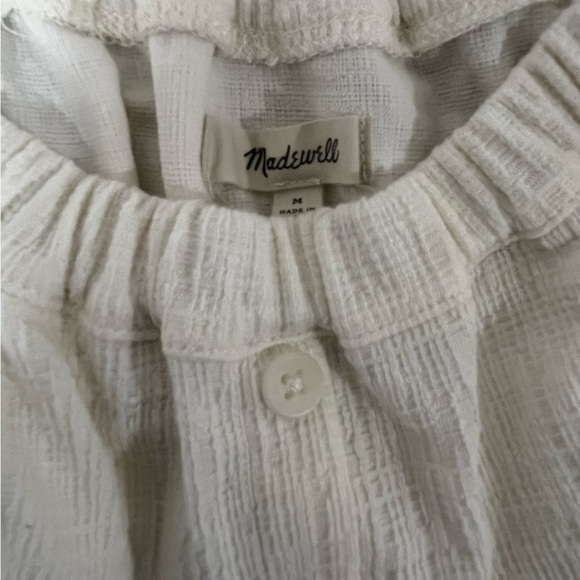 Madewell button detail tie ruffle sleeves in ivory - size medium - Picture 2 of 2